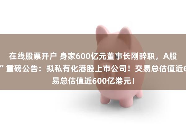 在线股票开户 身家600亿元董事长刚辞职，A股“燃气大王”重磅公告：拟私有化港股上市公司！交易总估值近600亿港元！