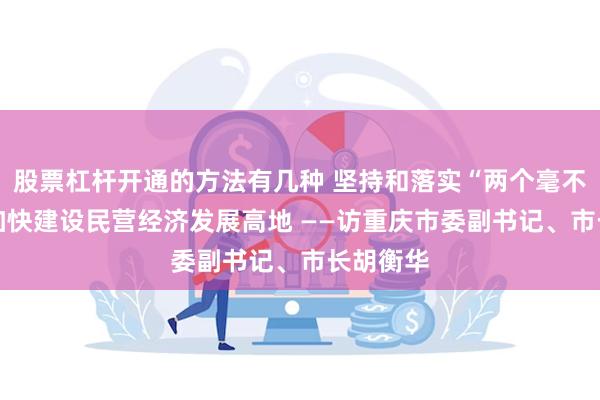 股票杠杆开通的方法有几种 坚持和落实“两个毫不动摇” 加快建设民营经济发展高地 ——访重庆市委副书记、市长胡衡华