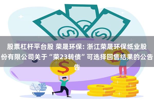 股票杠杆平台股 荣晟环保: 浙江荣晟环保纸业股份有限公司关于“荣23转债”可选择回售结果的公告